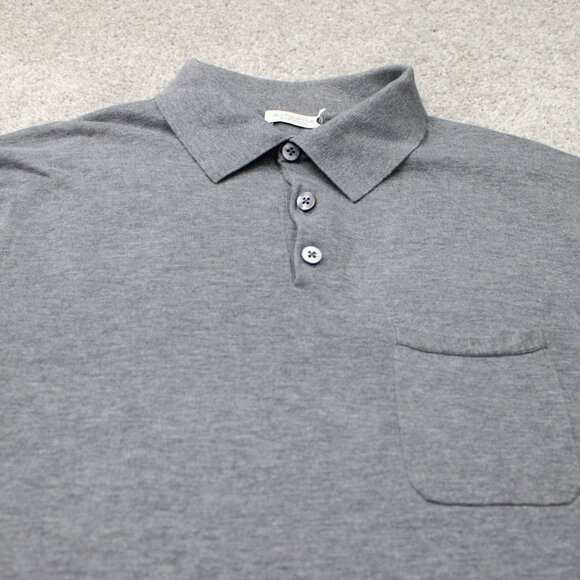 Suitsupply Polo Shirt Mens XL Gray Pure Cotton Short Sleeve w/ Chest Pocket - Picture 4 of 13